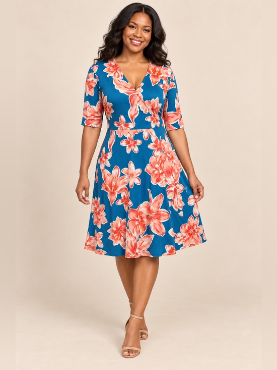 Dresses & Skirts - Heyton Floral Cotton Wrap Dress Size Medium NWOT